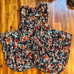Band of Gypsies Navy Floral Smocked Dress